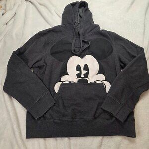 Vintage Mickey Mouse Hoodie Disney Graphic Pullover Charcoal Grey sz Small